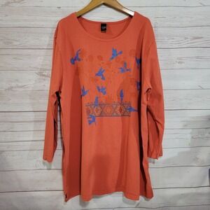 Sabaku Artwear Graphic Tee Womens Large Orange Bird Aztec 100% Cotton USA